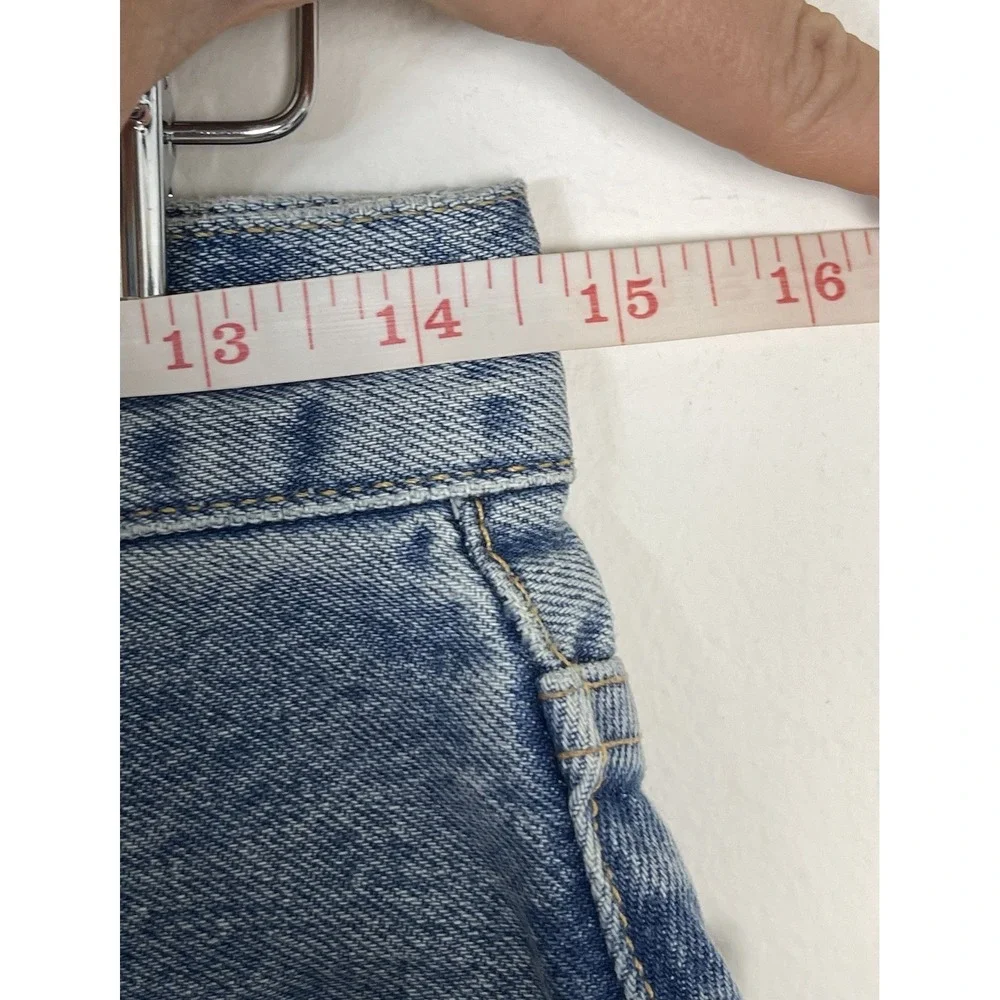 RE/DONE Originals Cut Off Denim Shorts Cool Medium Blue Organic Cotton Size 28